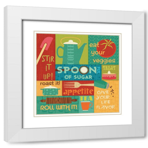 Kitchen It II White Modern Wood Framed Art Print with Double Matting by Pela Studio