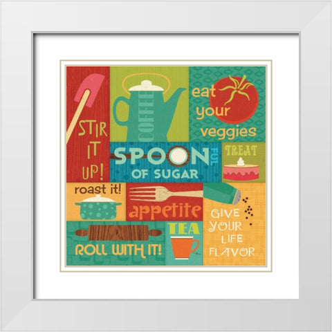 Kitchen It II White Modern Wood Framed Art Print with Double Matting by Pela Studio