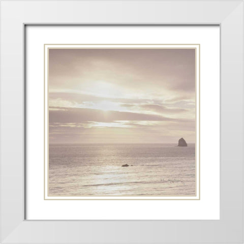 Shoreline Triptych Left White Modern Wood Framed Art Print with Double Matting by Audit, Lisa