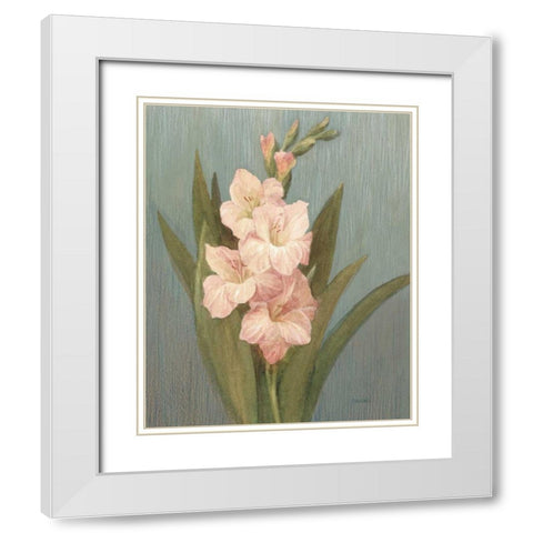 August Gladiola White Modern Wood Framed Art Print with Double Matting by Nai, Danhui
