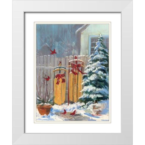December Sleds White Modern Wood Framed Art Print with Double Matting by Rowan, Carol