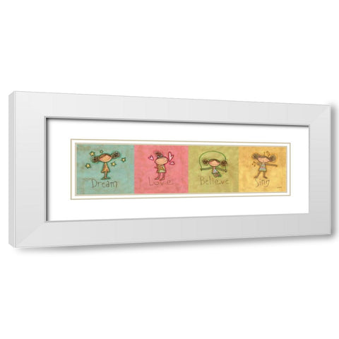 Dream Love Believe and Sing Panel White Modern Wood Framed Art Print with Double Matting by Tavoletti, Anne