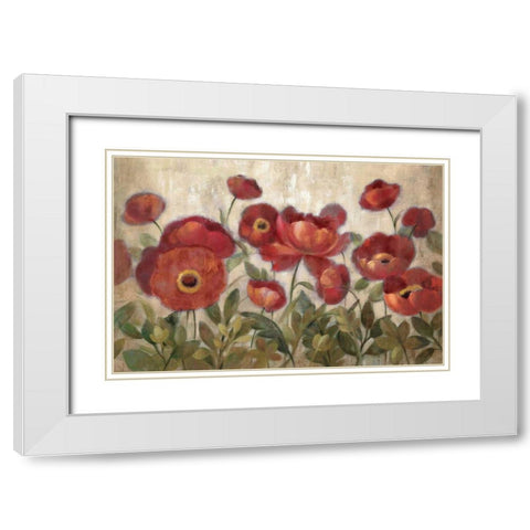 Daydreaming Flowers Red White Modern Wood Framed Art Print with Double Matting by Vassileva, Silvia