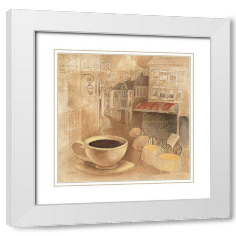 Cafe de Paris I White Modern Wood Framed Art Print with Double Matting by Hristova, Albena