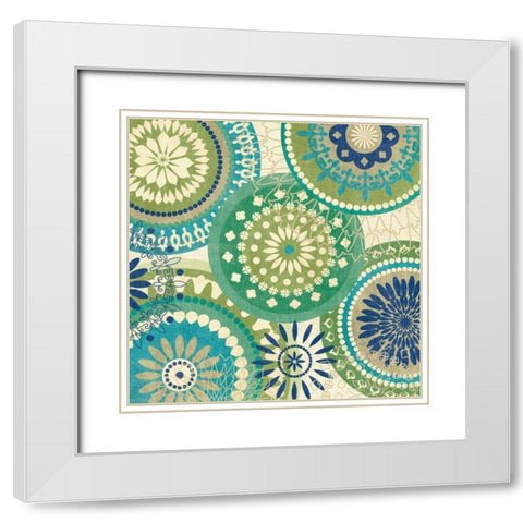 Floral Mix II White Modern Wood Framed Art Print with Double Matting by Charron, Veronique