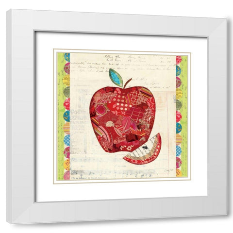Fruit Collage I - Apple White Modern Wood Framed Art Print with Double Matting by Prahl, Courtney