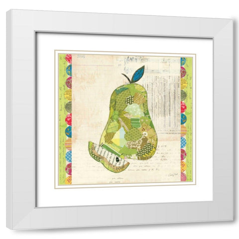 Fruit Collage III - Pear White Modern Wood Framed Art Print with Double Matting by Prahl, Courtney