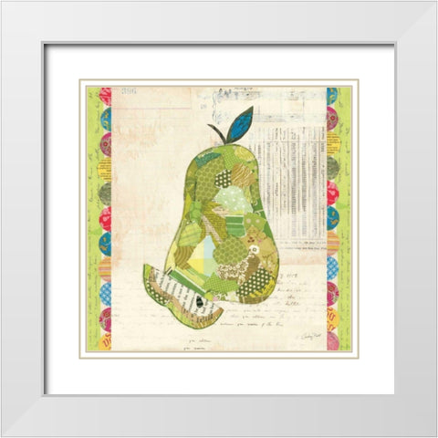 Fruit Collage III - Pear White Modern Wood Framed Art Print with Double Matting by Prahl, Courtney