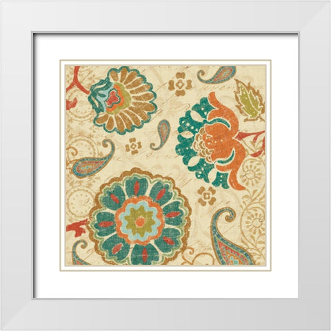 Fall Paisley II White Modern Wood Framed Art Print with Double Matting by Pela