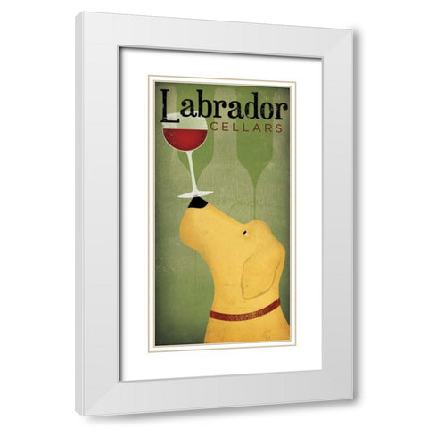 Labrador Wine Dog White Modern Wood Framed Art Print with Double Matting by Fowler, Ryan