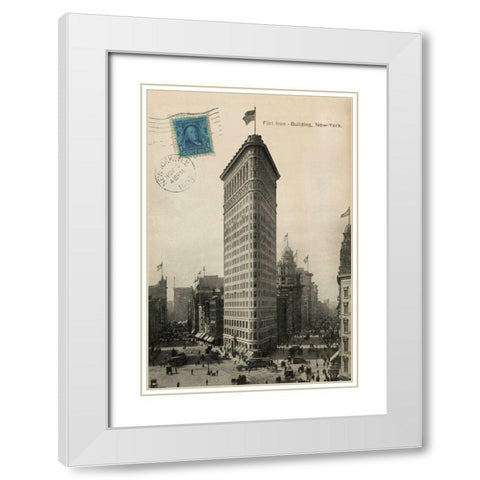 Flat Iron 1909 White Modern Wood Framed Art Print with Double Matting by Wild Apple Portfolio