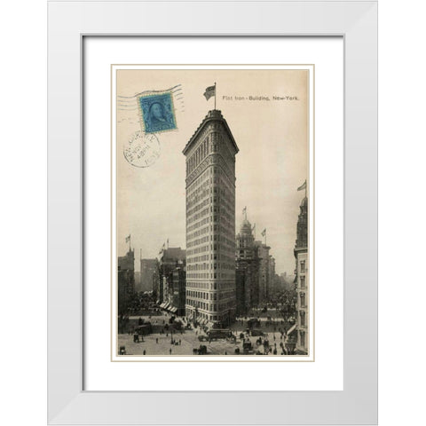 Flat Iron 1909 White Modern Wood Framed Art Print with Double Matting by Wild Apple Portfolio