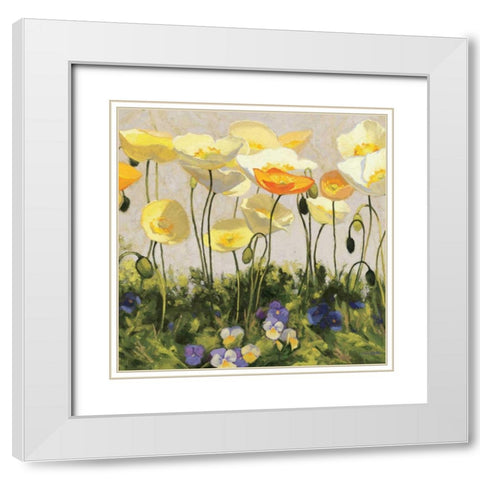 Poppies and Pansies II White Modern Wood Framed Art Print with Double Matting by Novak, Shirley