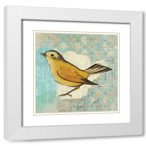 Wilsons Warbler II White Modern Wood Framed Art Print with Double Matting by Lovell, Kathrine