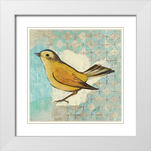 Wilsons Warbler II White Modern Wood Framed Art Print with Double Matting by Lovell, Kathrine