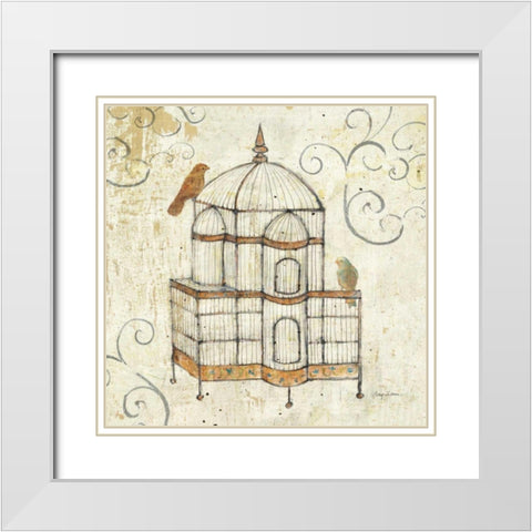 Bird Cage I White Modern Wood Framed Art Print with Double Matting by Tillmon, Avery