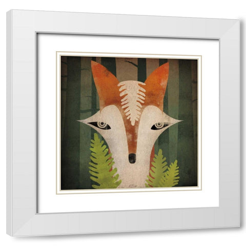 Fern Fox White Modern Wood Framed Art Print with Double Matting by Fowler, Ryan