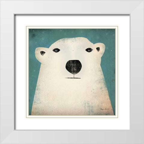Polar Bear White Modern Wood Framed Art Print with Double Matting by Fowler, Ryan