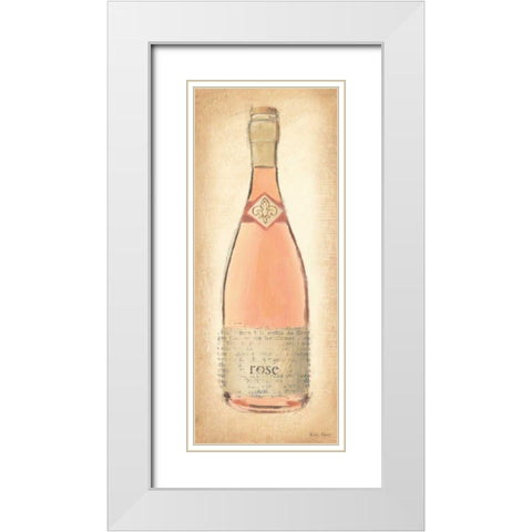 Sparkling Rose Bottle White Modern Wood Framed Art Print with Double Matting by Adams, Emily