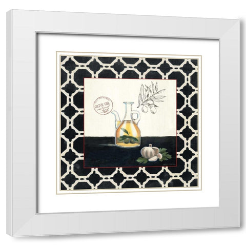Olive Oil and Garlic White Modern Wood Framed Art Print with Double Matting by Fabiano, Marco
