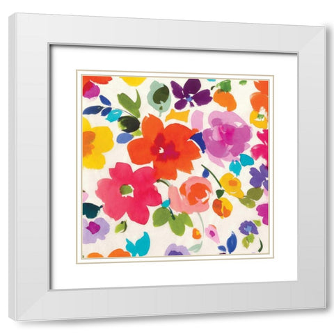 Bright Florals II White Modern Wood Framed Art Print with Double Matting by Wild Apple Portfolio