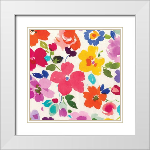 Bright Florals III White Modern Wood Framed Art Print with Double Matting by Wild Apple Portfolio