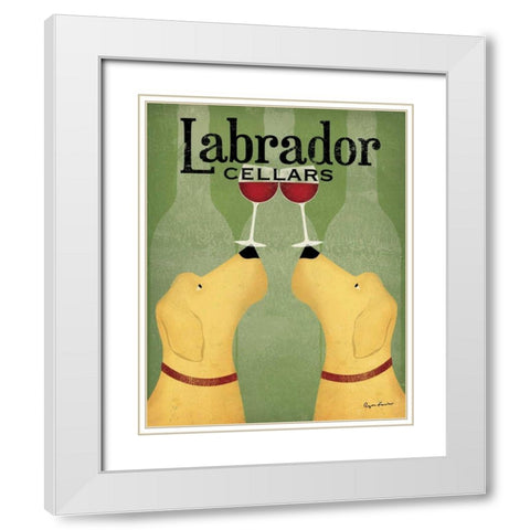 Two Labrador Wine Dogs White Modern Wood Framed Art Print with Double Matting by Fowler, Ryan