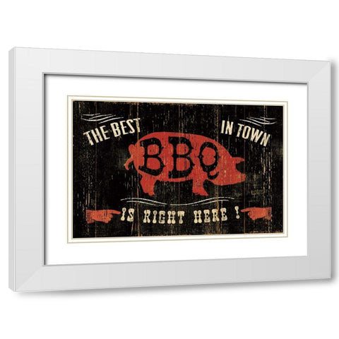 The Best BBQ in Town White Modern Wood Framed Art Print with Double Matting by Pela Studio