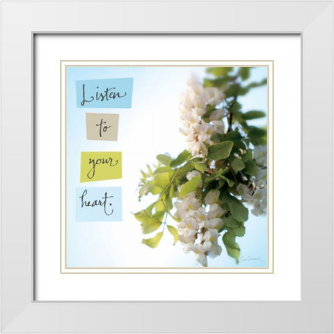 Listen to Your Heart White Modern Wood Framed Art Print with Double Matting by Schlabach, Sue