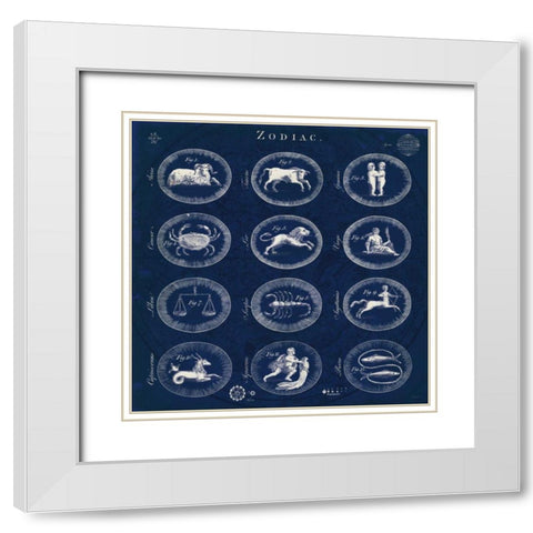 Blueprint Zodiac White Modern Wood Framed Art Print with Double Matting by Schlabach, Sue