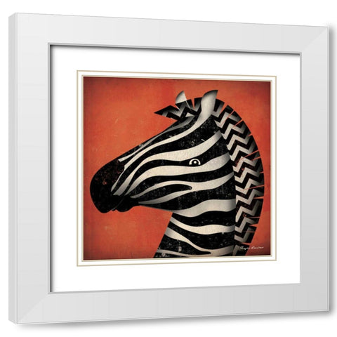 Zebra WOW White Modern Wood Framed Art Print with Double Matting by Fowler, Ryan