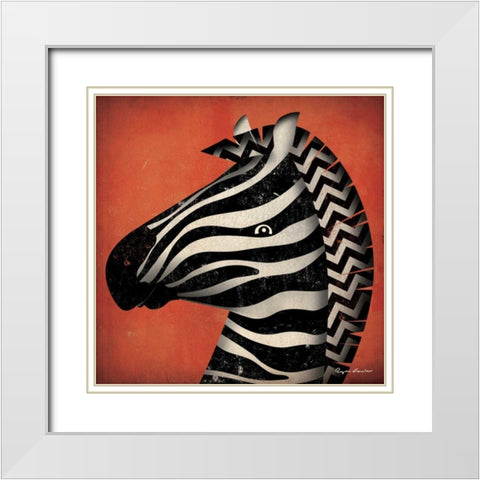 Zebra WOW White Modern Wood Framed Art Print with Double Matting by Fowler, Ryan