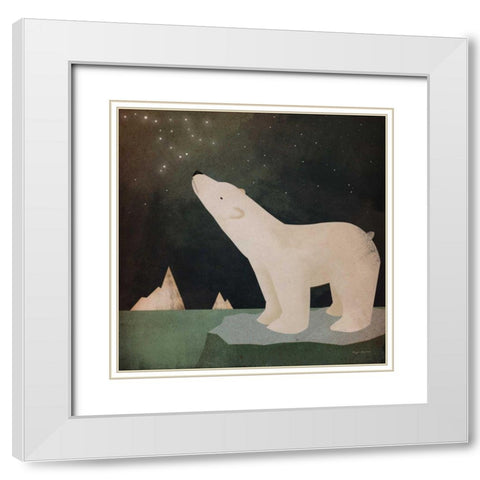 Constellations Polar Bear White Modern Wood Framed Art Print with Double Matting by Fowler, Ryan