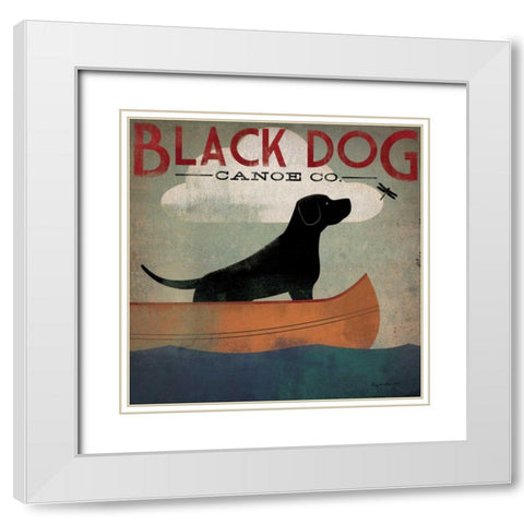 Black Dog Canoe White Modern Wood Framed Art Print with Double Matting by Fowler, Ryan