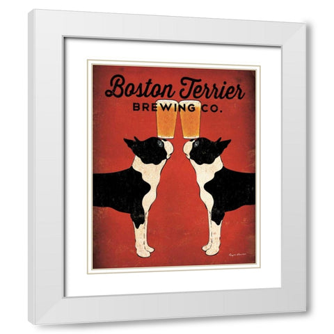 Boston Terrier Brewing Co White Modern Wood Framed Art Print with Double Matting by Fowler, Ryan