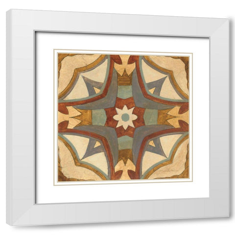 Andalucia Tiles E Color White Modern Wood Framed Art Print with Double Matting by Vassileva, Silvia