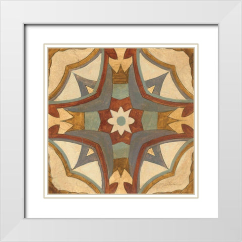 Andalucia Tiles E Color White Modern Wood Framed Art Print with Double Matting by Vassileva, Silvia