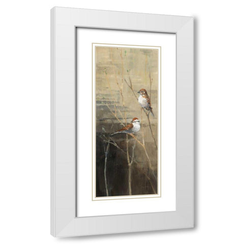 Sparrows at Dusk II White Modern Wood Framed Art Print with Double Matting by Tillmon, Avery