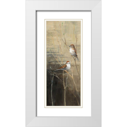 Sparrows at Dusk II White Modern Wood Framed Art Print with Double Matting by Tillmon, Avery