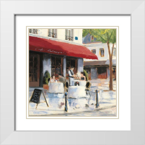 Relaxing at the Cafe I White Modern Wood Framed Art Print with Double Matting by Wiens, James