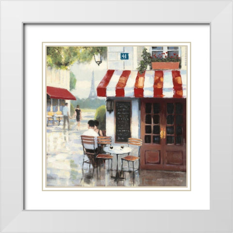 Relaxing at the Cafe II White Modern Wood Framed Art Print with Double Matting by Wiens, James