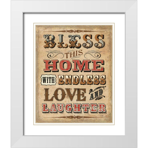Blessed I White Modern Wood Framed Art Print with Double Matting by Pela Studio
