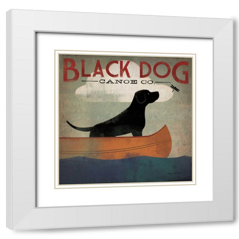 Black Dog Canoe White Modern Wood Framed Art Print with Double Matting by Fowler, Ryan
