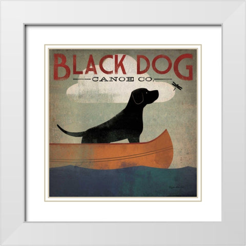 Black Dog Canoe White Modern Wood Framed Art Print with Double Matting by Fowler, Ryan