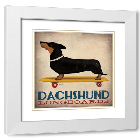 Dachshund Longboards White Modern Wood Framed Art Print with Double Matting by Fowler, Ryan