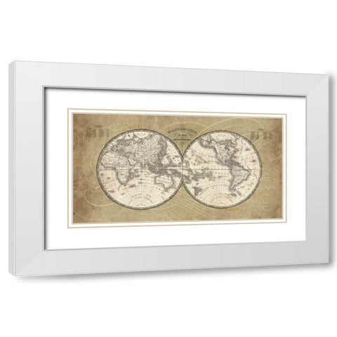 French World Map White Modern Wood Framed Art Print with Double Matting by Schlabach, Sue