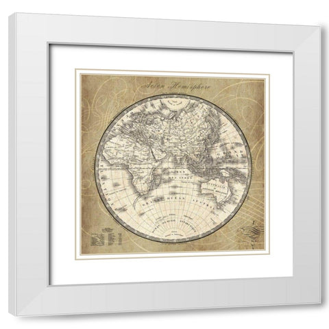 French World Map II White Modern Wood Framed Art Print with Double Matting by Schlabach, Sue