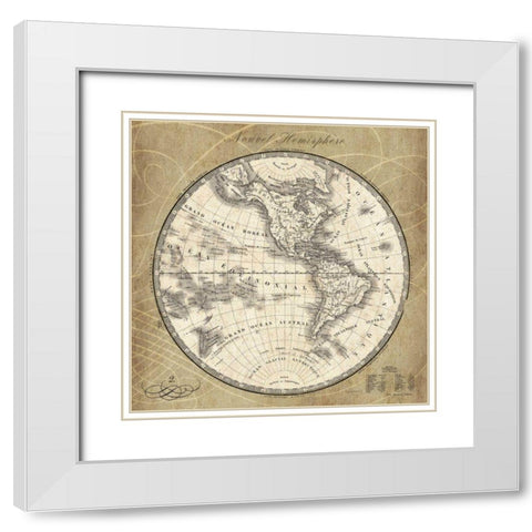 French World Map III White Modern Wood Framed Art Print with Double Matting by Schlabach, Sue