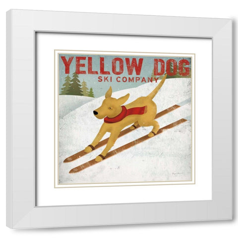 Yellow Dog Ski Co White Modern Wood Framed Art Print with Double Matting by Fowler, Ryan