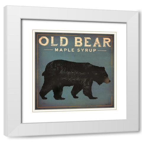 Old Bear White Modern Wood Framed Art Print with Double Matting by Fowler, Ryan